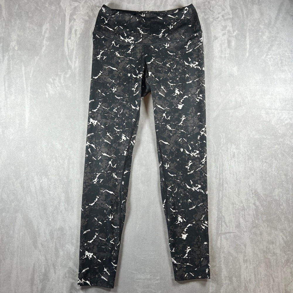 The North Face Womens‎ Large Marble Print Performance Leggings Black Gray White